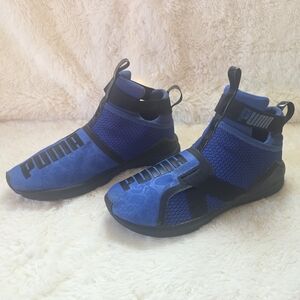 PUMA Women's Fierce Strap Cross-Trainer Shoes True Blue Black High Top Gym Sz 9
